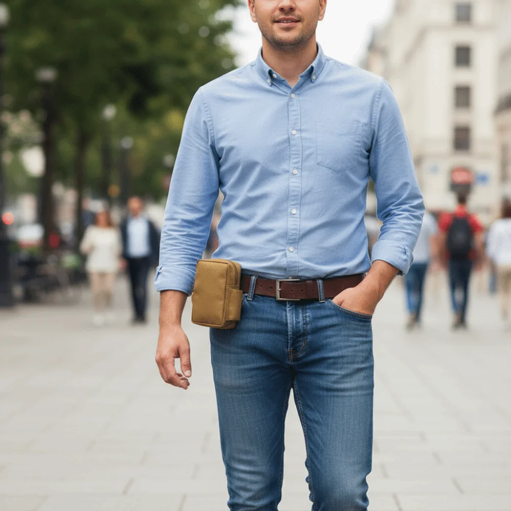 

Solid Color Belt Waist Bag Durable Material Lightweight Design Multi-functional Bag Simple Style Multi-Pocket Accessory Bag