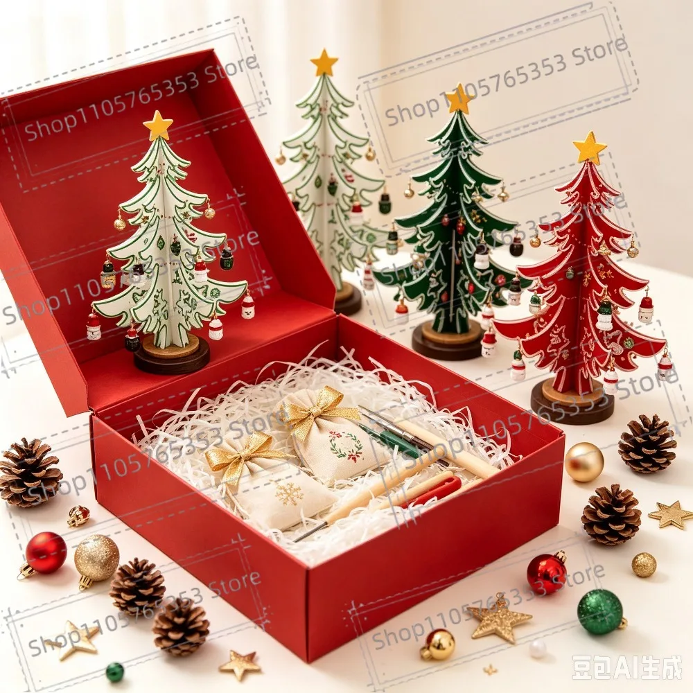 2026 3D Wooden Christmas Tree Desktop Decoration Holiday Party Decor for Home Office Bedroom Festive Holiday Display