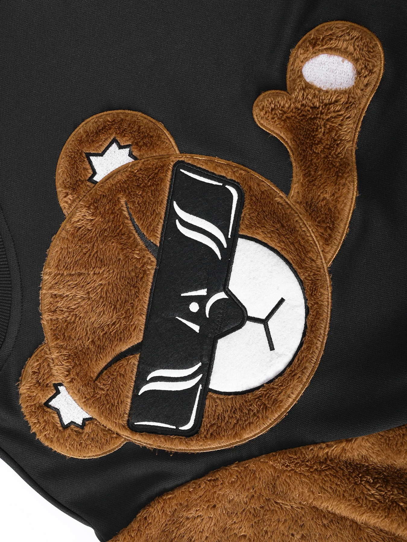 سترة Baishiwei للخريف والشتاء للرجال برقبة دائرية من القطيفة على شكل الدب الكرتوني مناسبة للتسوق والسفر والارتداء اليومي