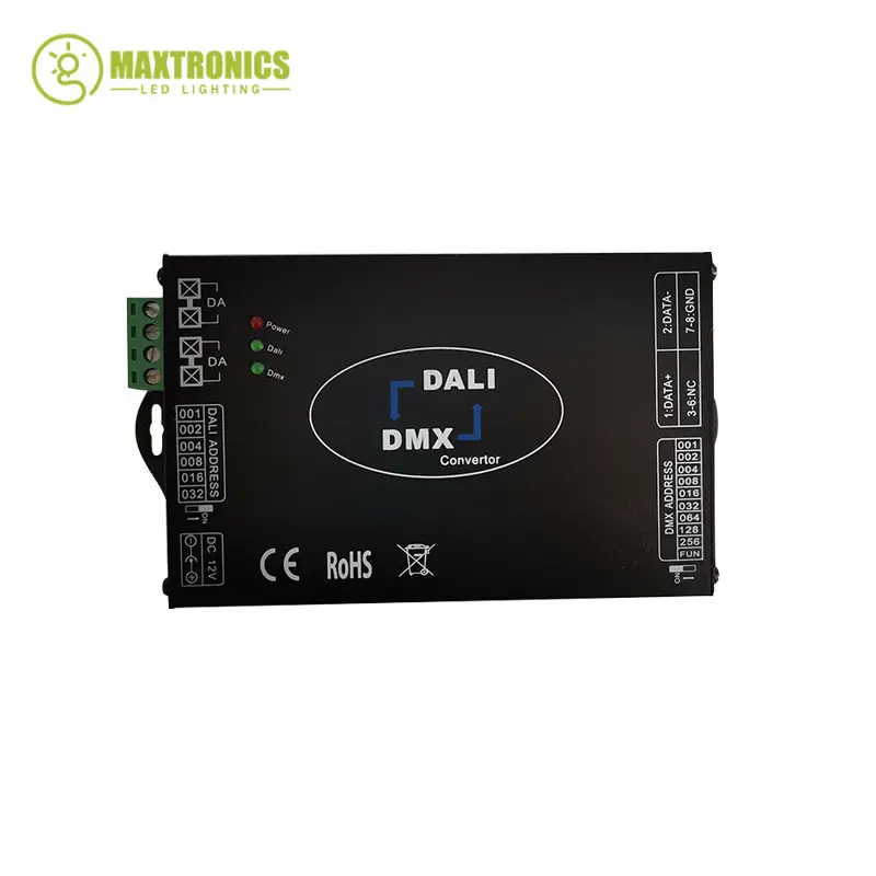 LED DALI to DMX512/DMX to DALI Signal Conversion Controller Signal Dimming DMX512 64 Max Dali Address for LED Lamp 12V 24V DC