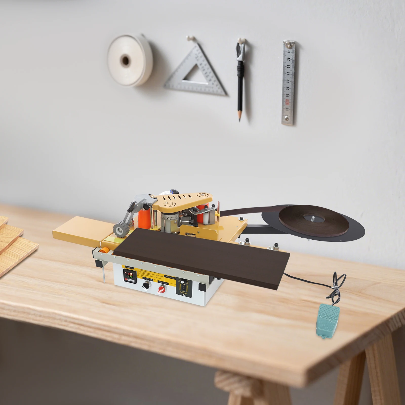 Yellow Woodworking Edge Bander Curve Straight Edge Banding Machine Woodworking Edge Banding Machine Furniture Manufacturing