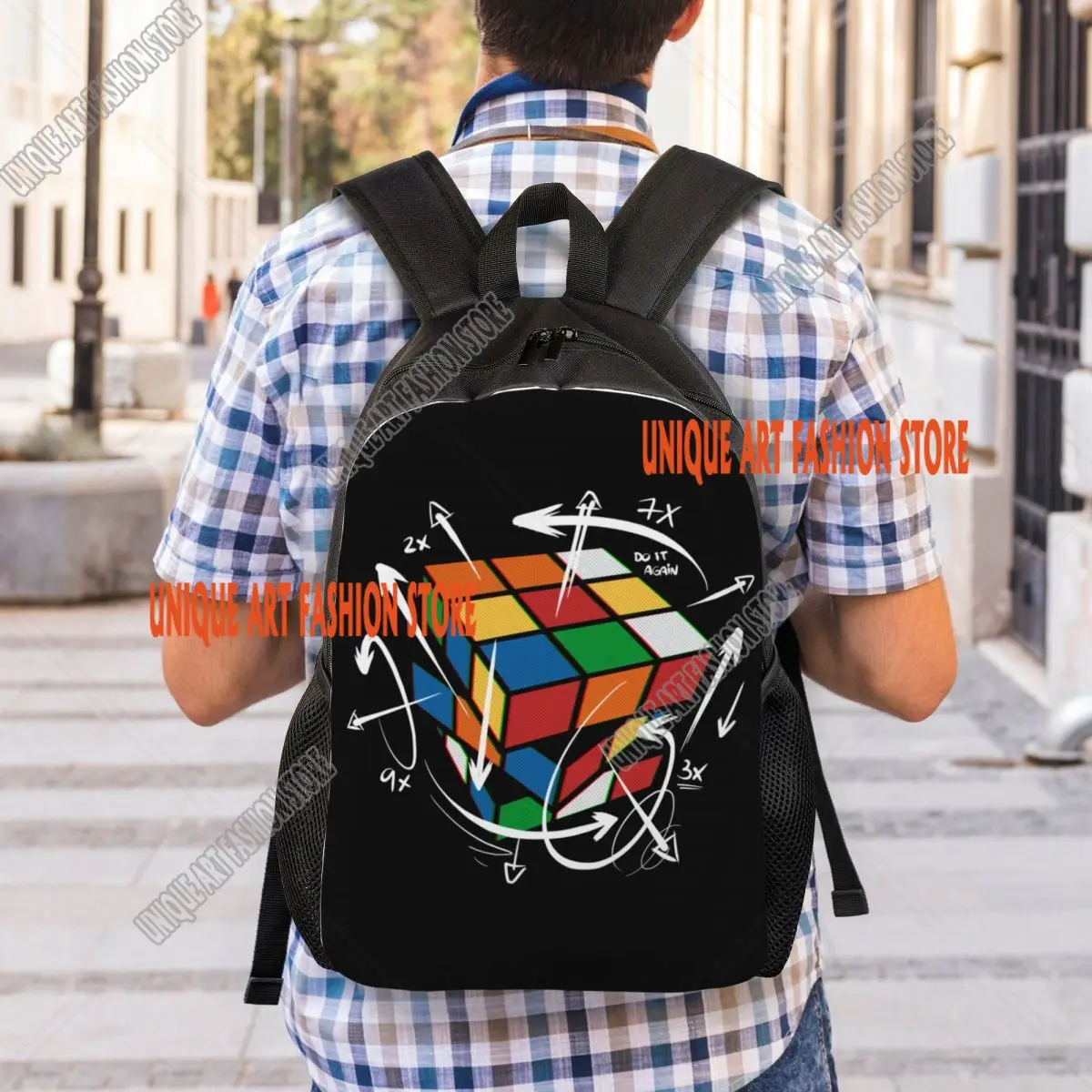 حقائب ظهر Rubix Rubiks Cube Math Formula للنساء والرجال وطلاب المدارس والجامعات حقيبة كتب تناسب حقائب الكمبيوتر المحمول السحرية مقاس 15 بوصة
