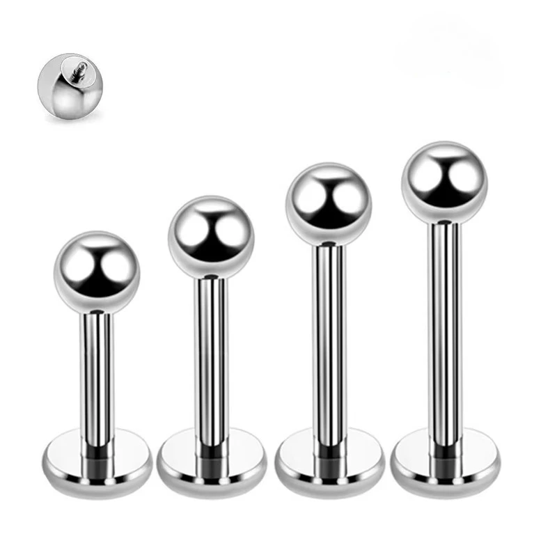 

50pcs G23 Titanium Lip Stud Ball Labret Piercing Cartilage Ear Helix Tragus Bar Morne Earring 16G Internal Thread Body Jewelry