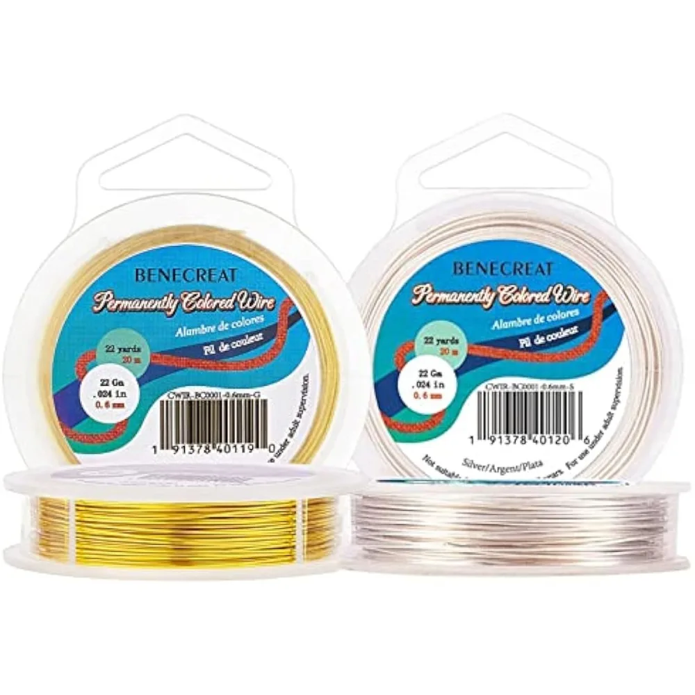 

2 Rolls 22-Gauge Tarnish Resistant Silver/Gold Coil Wire, 132-Feet/44-Yard in Total