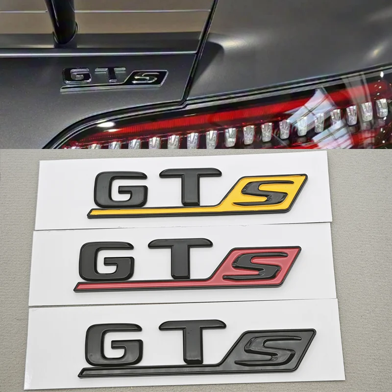 

NEW 3D ABS Black Red Yellow Car Tail Marking Logo GTS Letters Rear Trunk Badge Emblem For Mercedes Benz GT Class GTS Accessory