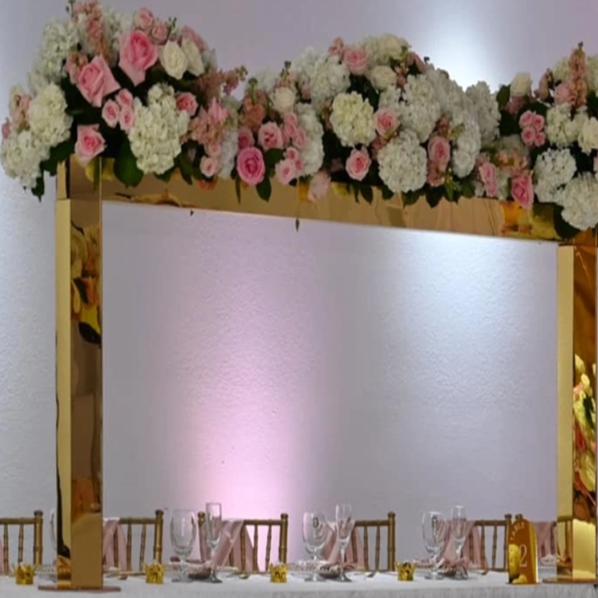 5pcs/3pcs)use for Square table Big Flower Decoration Stands gold mirror Floral Tall arch Centerpiece Stands For Wedding Table