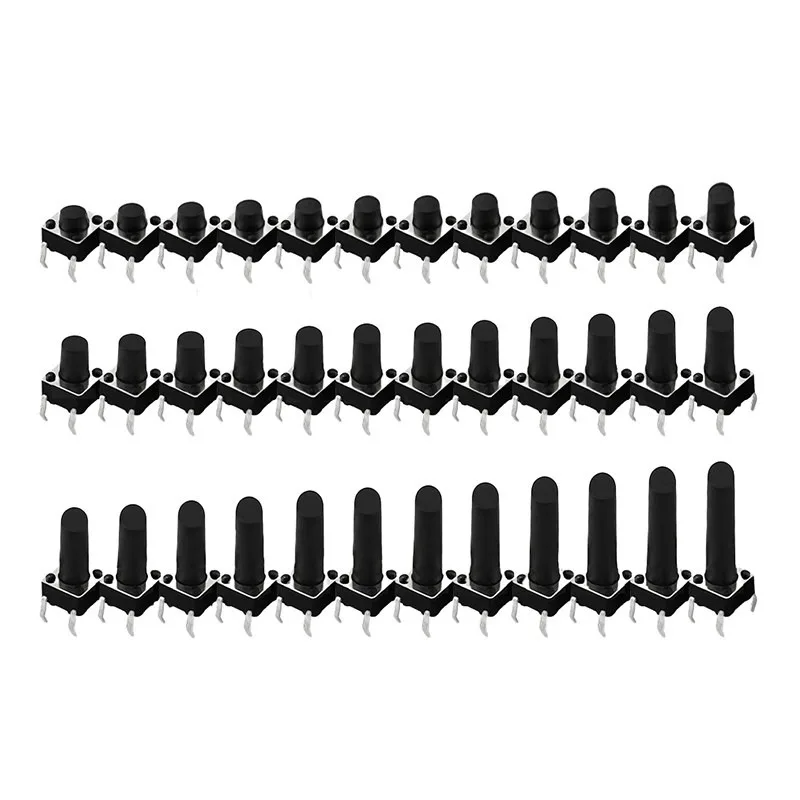 1000pcs 4.5*4.5mm Tact Switch 4-pin Vertical Plug-in Micro-button DIP 3.8/4.3/5/6/7/8/9/10/11/12mm Height