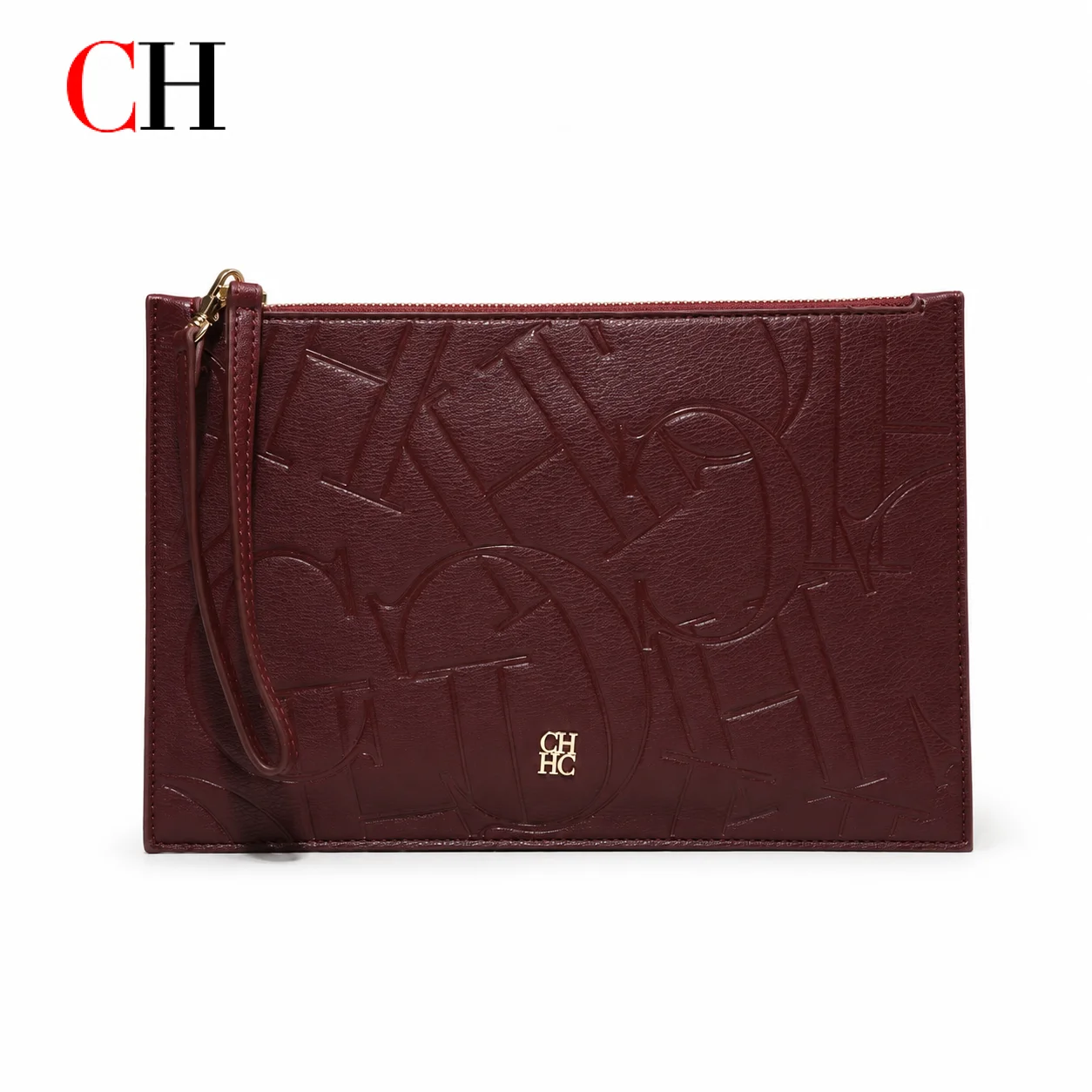 CH Women Embossed Wristlet Clutch Purse Zip Long Wallet Card Holder Elegant Handbag Fashion Evening Accessory