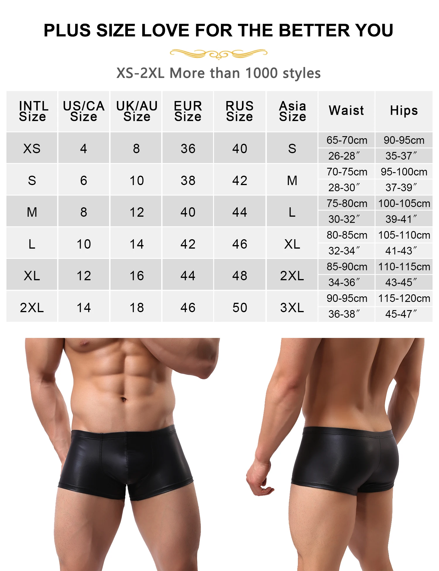 Mens 3XL Underwear Black Boxer Classic Imitation Leather Elastic Sexy Panties Underpants Man Unbound 2PCS Uderwear With Gift Box