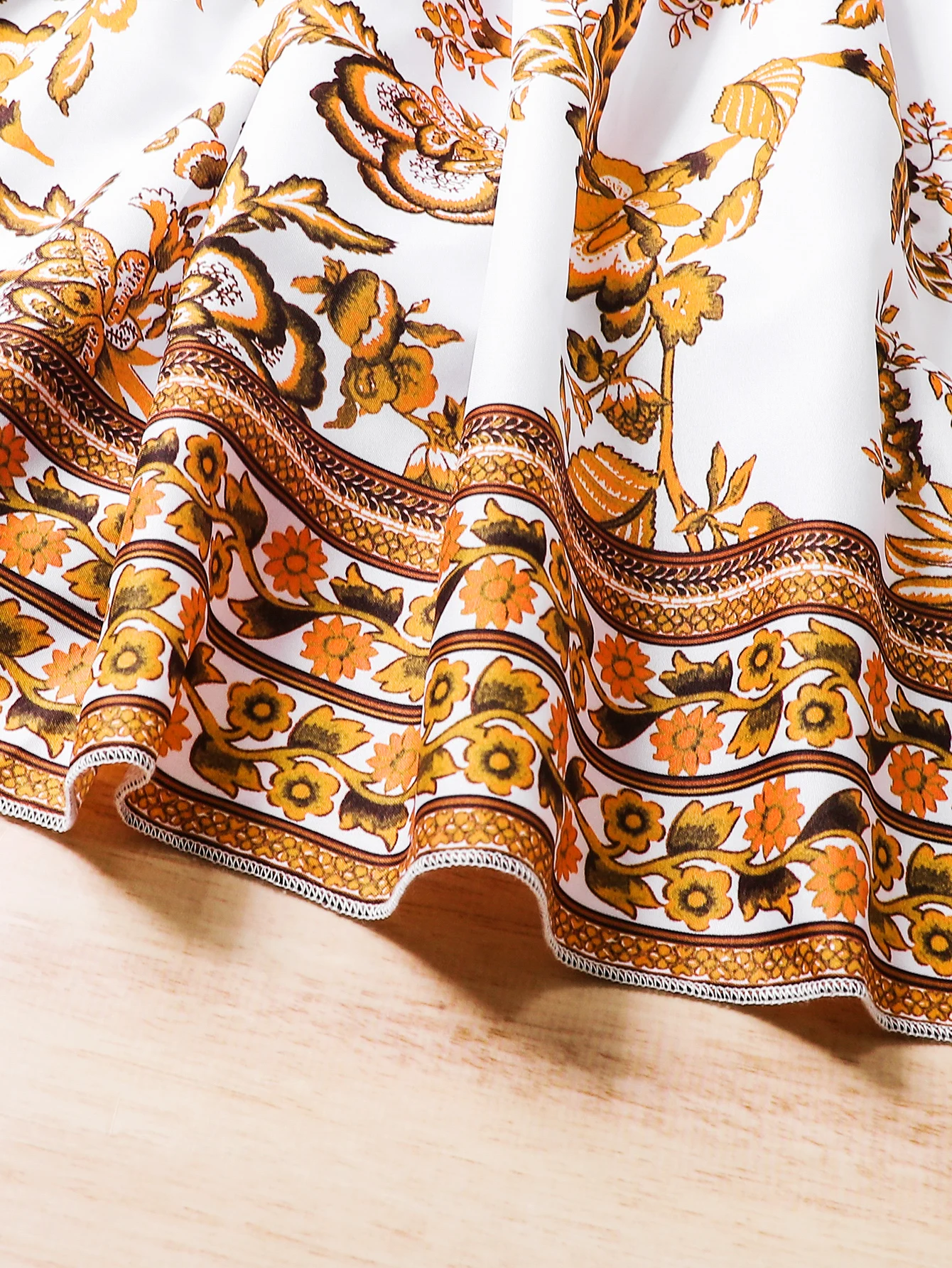 Must-have for summer: elegant floral printed white dress with belt design for vacation and daily wear