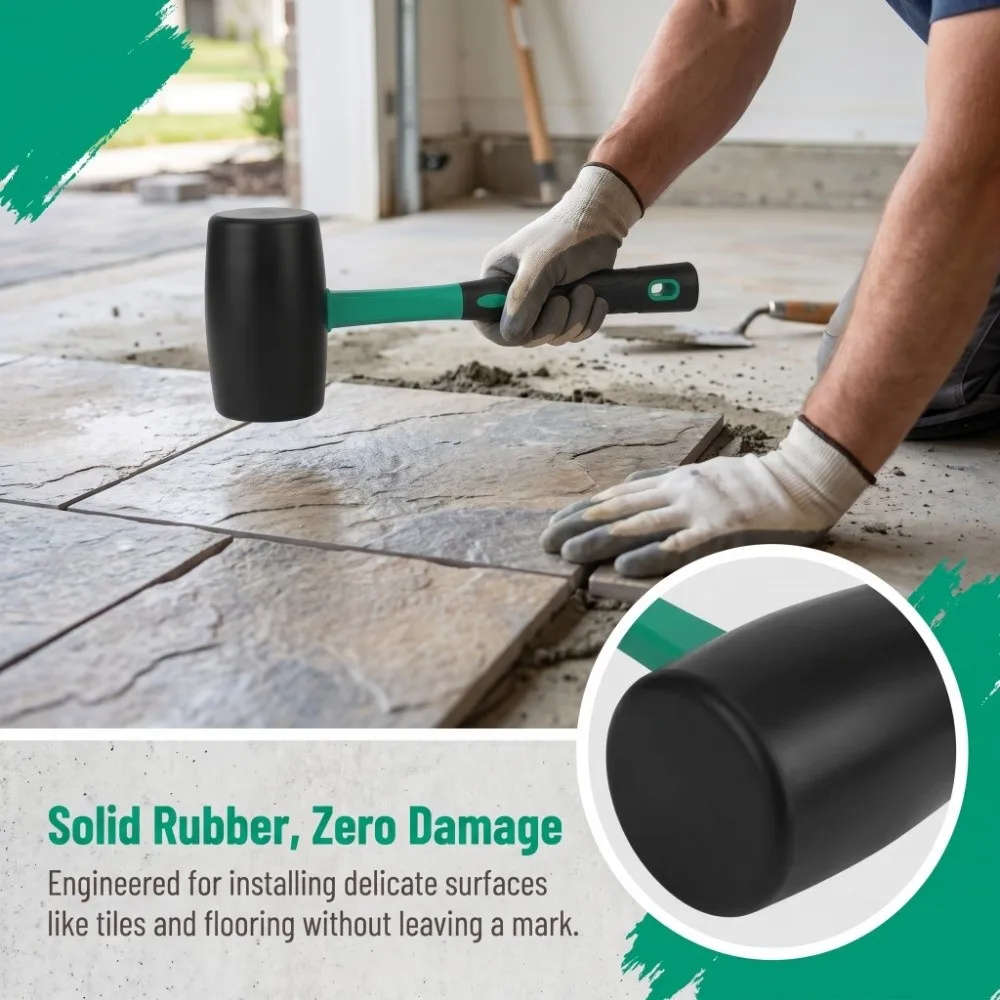

Multi-Functional Rubber Hammer Industrial Grade Elastic Installation Hammer Shock Absorbing Non-Slip Handle Solid Rubber Hammer