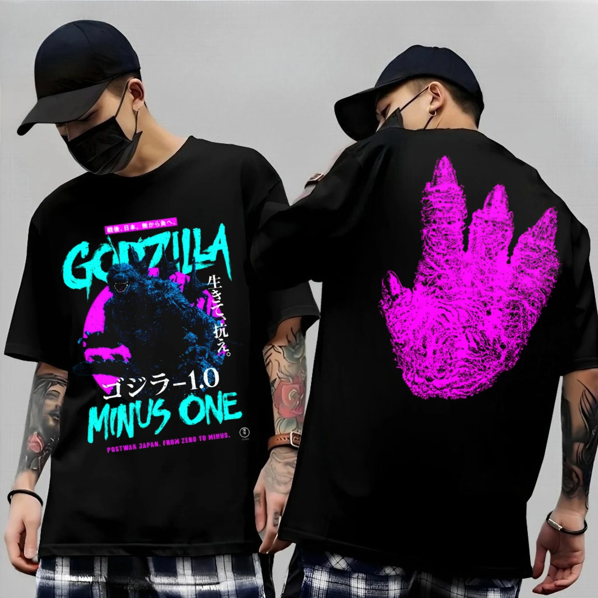 Godzilla Inspired Kaiju Monster Retro Graphic Print T-Shirt Men Women Cotton Oversized Couple Harajuku Casual Streetwear Tops - view 2