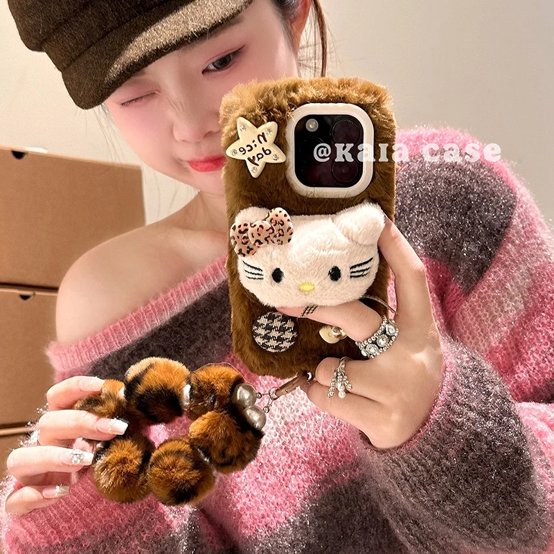 Coque de téléphone Kawaii Cartoon 3D Winter Hello Kitty, iPhone 13, iPhone 16Pro, iPhone 15Pro, iPhone 13 Pro, iPhone 15Pro Pro