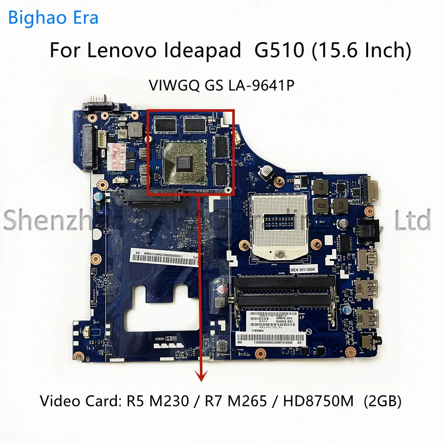 

LA-9641P For Lenovo Ideapad G410 G510 Laptop Motherboard With HM86 Chipset HD8750M R5 M230 R7 M265 2GB Video Card 100% Full Test