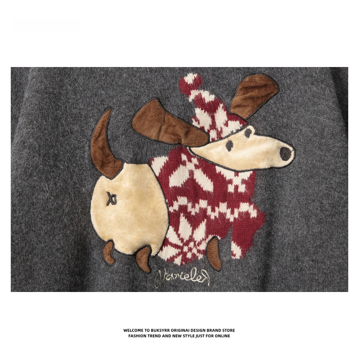 Maglione lavorato a maglia con motivo cervo retrò americano da donna rotondo Ne Long Sve vestibilità ampia invernale Faion Street Sle coppia Clo...