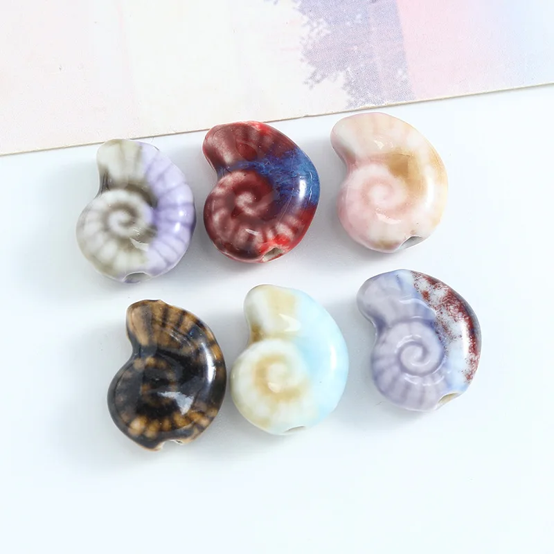 New 10PCS Ceramic Conch Beads Loose Spacer Beads For Jewelry Making DIY Bracelet Necklace Accessories 2024