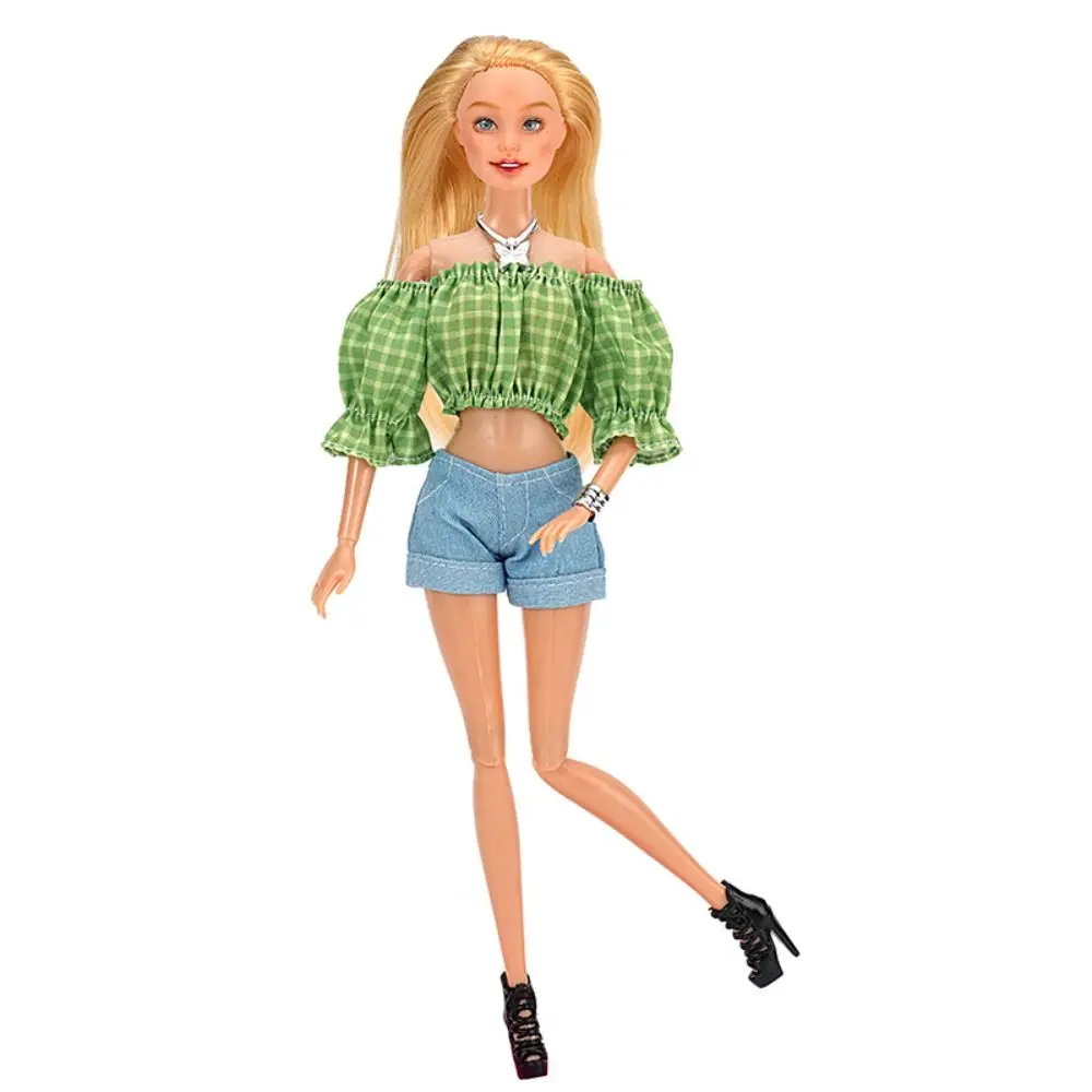 Modisches Blumenhemd mit Schuhen, Reise-Stil, Kleidung, Hemd, DIY-Zubehör, Blasenärmel-Shorts-Set für 1/6 BJD 28–30 cm große Puppen