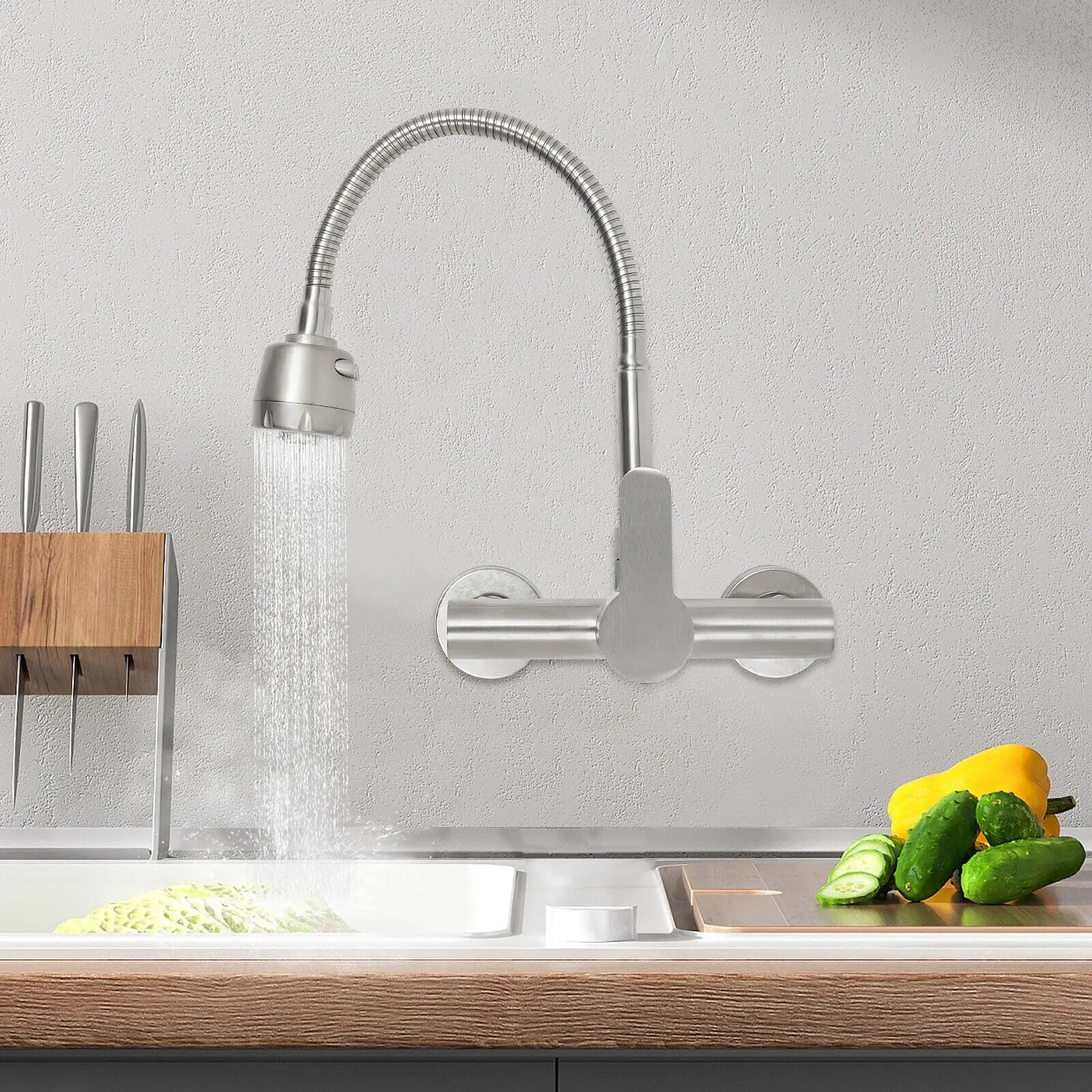 Swivelling Spout, Rotatable Wall Mounted Kitchen Faucet, Water Tap