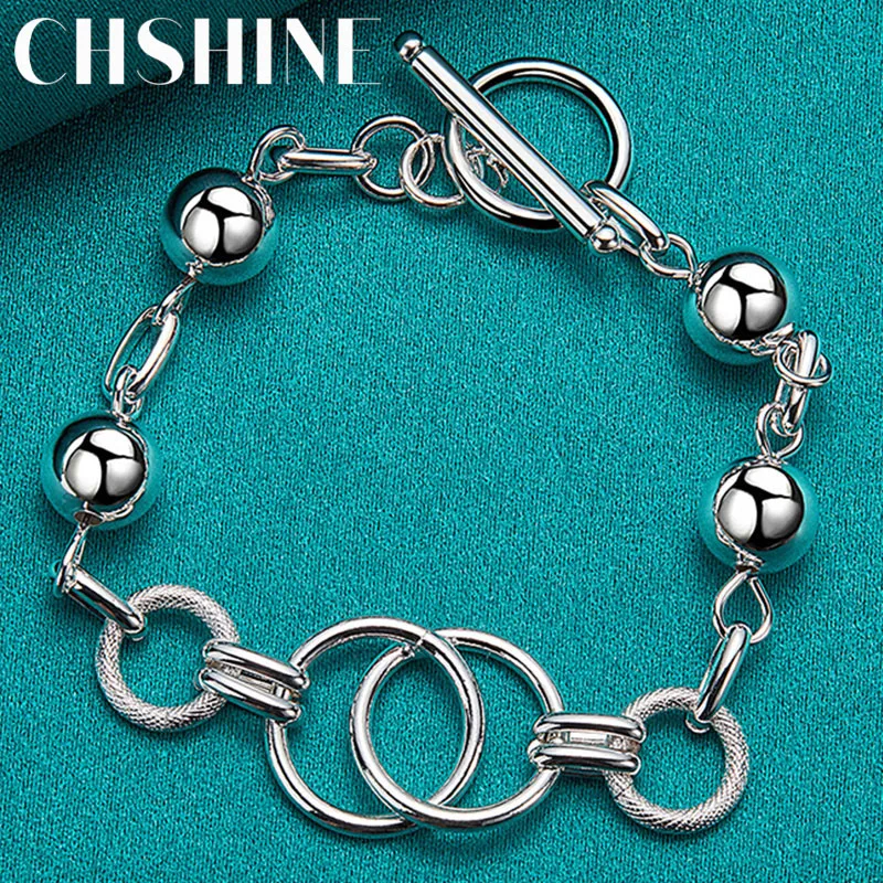 

CHSHINE 925 Sterling Silver Round Bead Chain Bracelet For Women Men Wedding Party Fashion Charm Jewelry