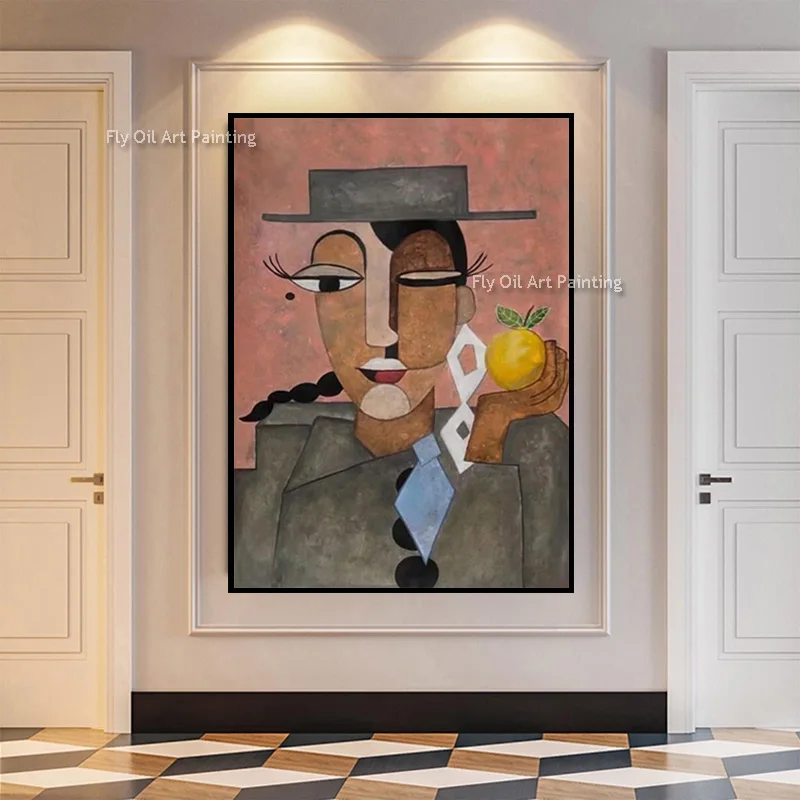 مرسومة باليد الأحمر والرمادي مجردة الرجال النفط الطلاء على قماش كبير جديد أصفر أخضر جدار الفن تصميم الأزياء عناصر ديكور المنزل