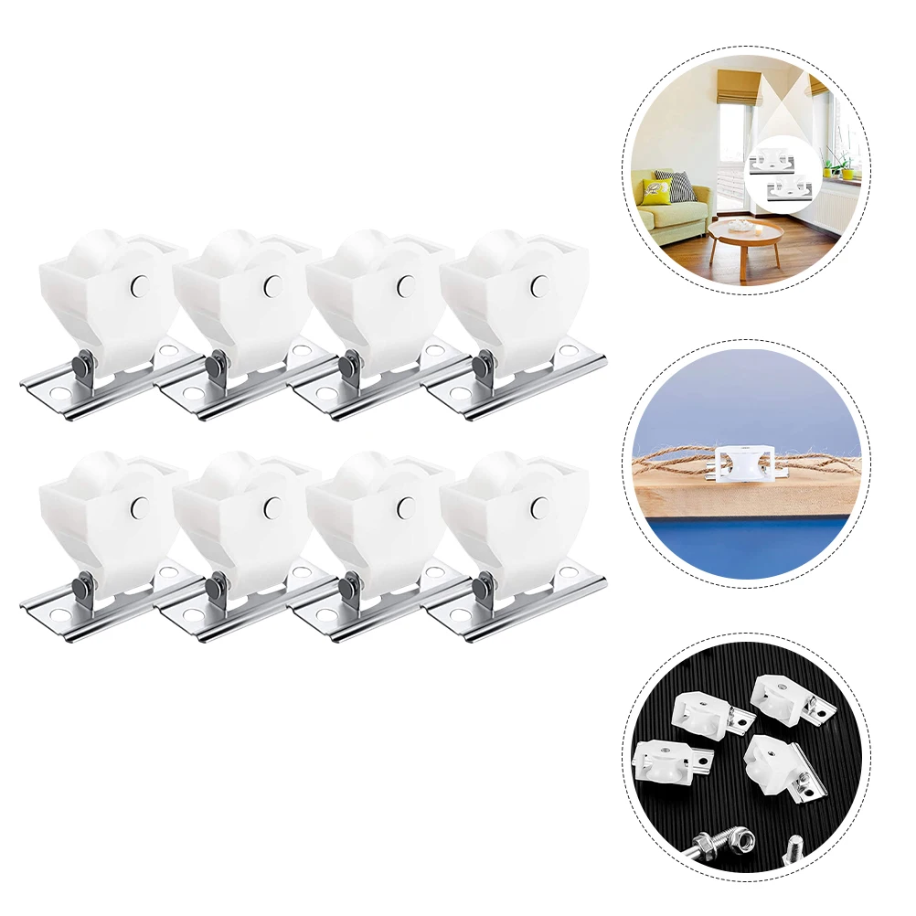 

8pcs Curtain Pulley Roman Shades Glider Cord Lock Track Accessories Flexible Sliding Easy Install Stable Material Window Decor