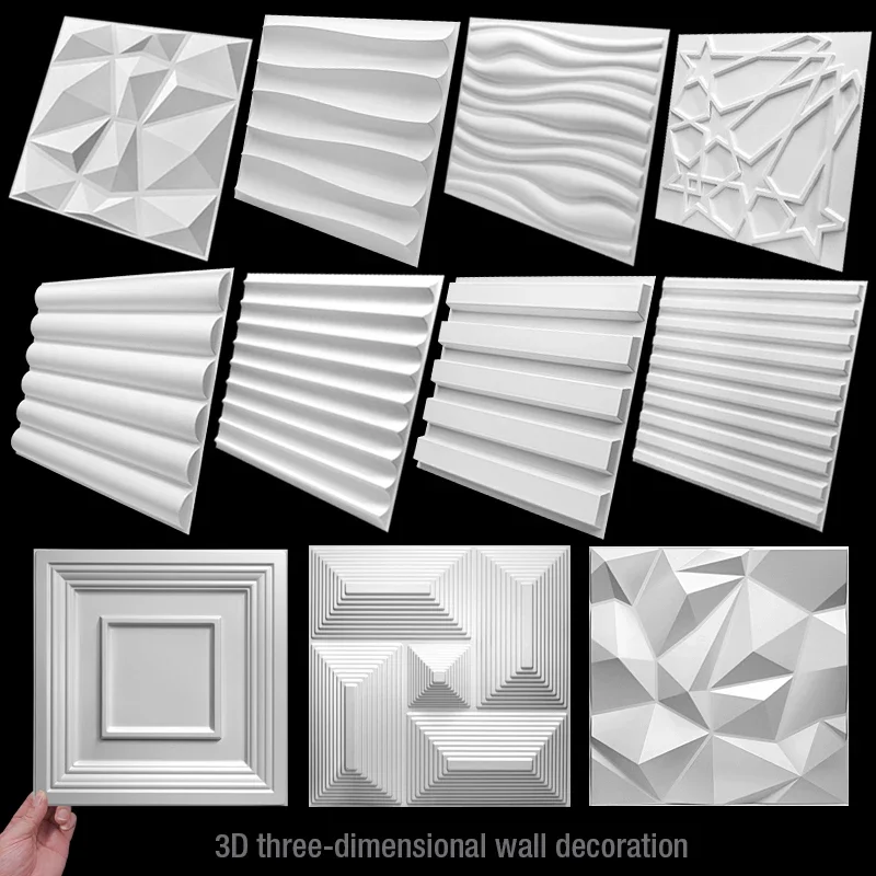 30x30cm Art house Decor 3D Wall Panel Non self-adhesive 3d Wall Sticker Cutting Geometric Diamond Carved living room wallpaper