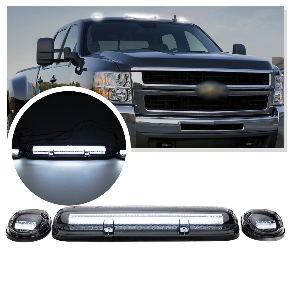 

LED Front Cab Roof Marker Lamps Housing - 3PCS for Chevrolet Silverado & GMC Sierra 1500/2500/3500Top Clearance & Running light