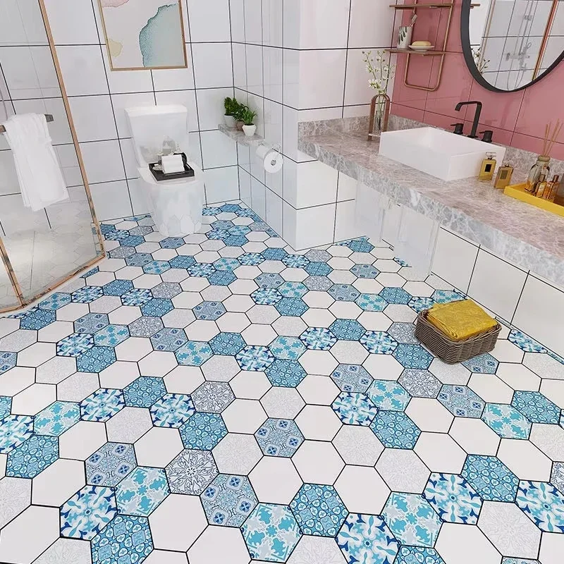 PVC Floor Sticker Kitchen Stickers Oil-proof Waterproof Vinyl Self-Adhesive Stove Cabinet Wallpaper DIY Bathroom Wallpaper Decor