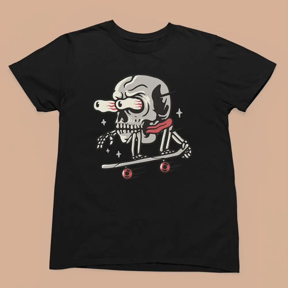 Skateboarding Skeleton Graphic T-Shirt – Fun Skull - Men's & Women's Tee