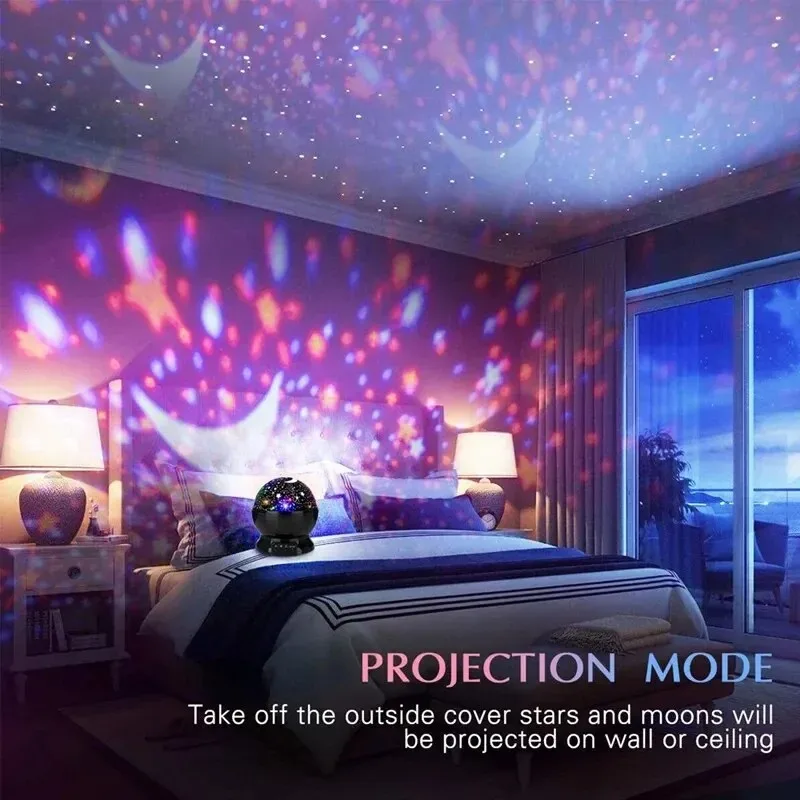 2025 new model LED Starry Night Light Auto Rotating PatternBattery Starry Night Projection Light for Bedroom Decoration