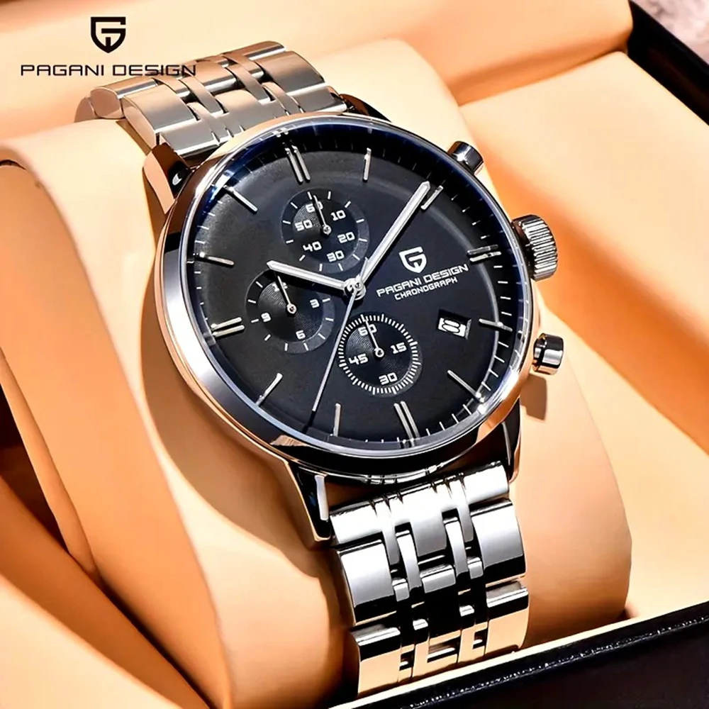 

Paganidesign Stainless Steel Men's Watch VK63 Movement Multi-Function Calendar Top Brand Luxury Jewelry & Watches