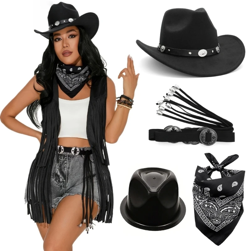 

Dxae Cosplay Cowgirl аксессуары Bundle Red Scarf Rodeos Hat let для женщин