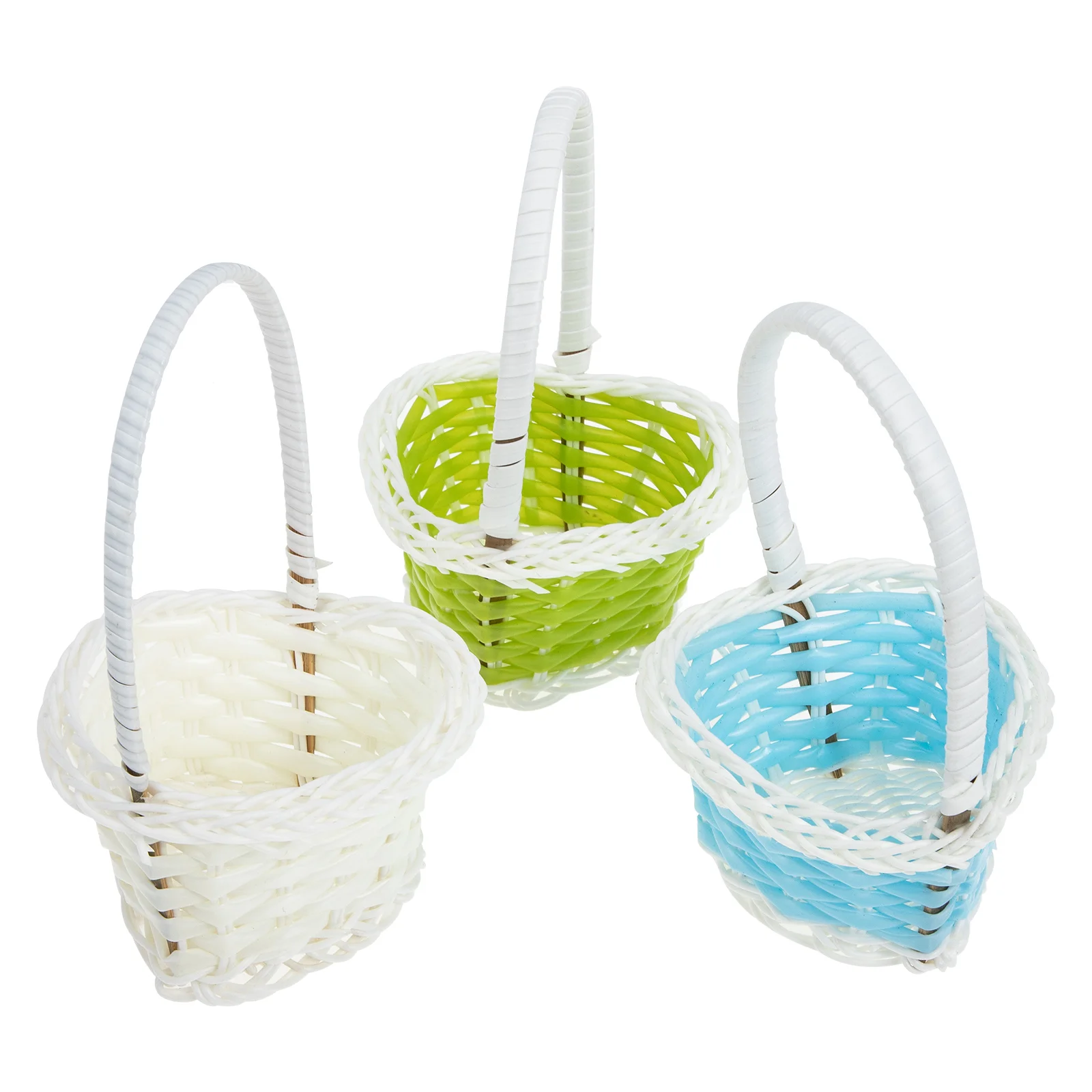 

3 Pcs Shopping Basket Woven Storage Baskets Hamper Imitation Rattan with Handle Kids Toy Small Easter