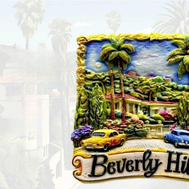 

Beverly Hills Fridge Magnet - 3D California Luxury Souvenir Celebrity Home Inspired Decor Instagram Famous Travel Gift