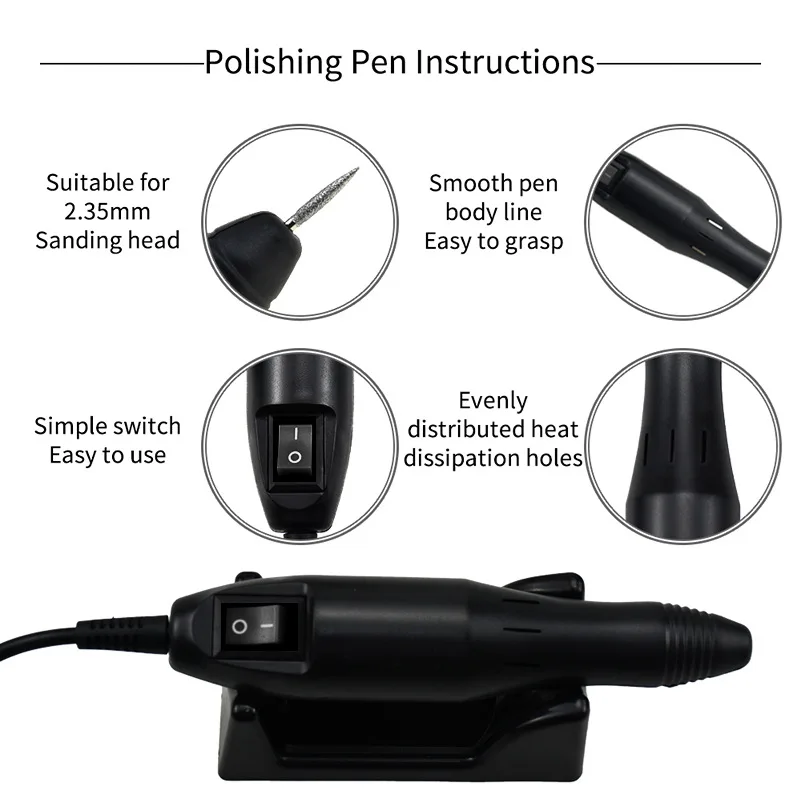 Perceuse à ongles à grande vitesse 20000 tr/min, perceuse électrique pour lime à ongles pour un retrait rapide de vernis à ongles, outil d'art de manucure et de pédicure