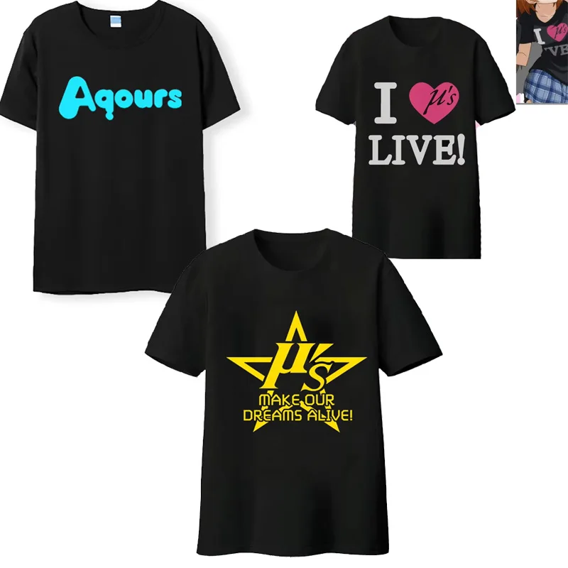 New LOVE live Aqours  Cosplay T-shirt Summer Nico Yazawa Kotori Minami Anime Cotton Short Sleeve Tees