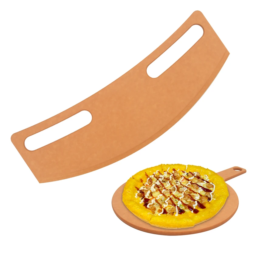 INTOP High Quality 40cm Whole Oak Material Pizza Cutter Rocker Sharp Edge Pizza Pie Slicer Chopper Knife Entry Lux Eco-friendly