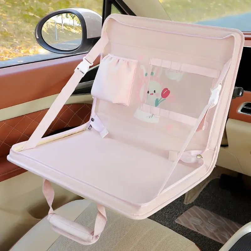 Car Backseat Tray Table Steering Wheel Laptop Desk Car Organizer Food Trays Multifunctional Car Work Table Folding Storage Bag