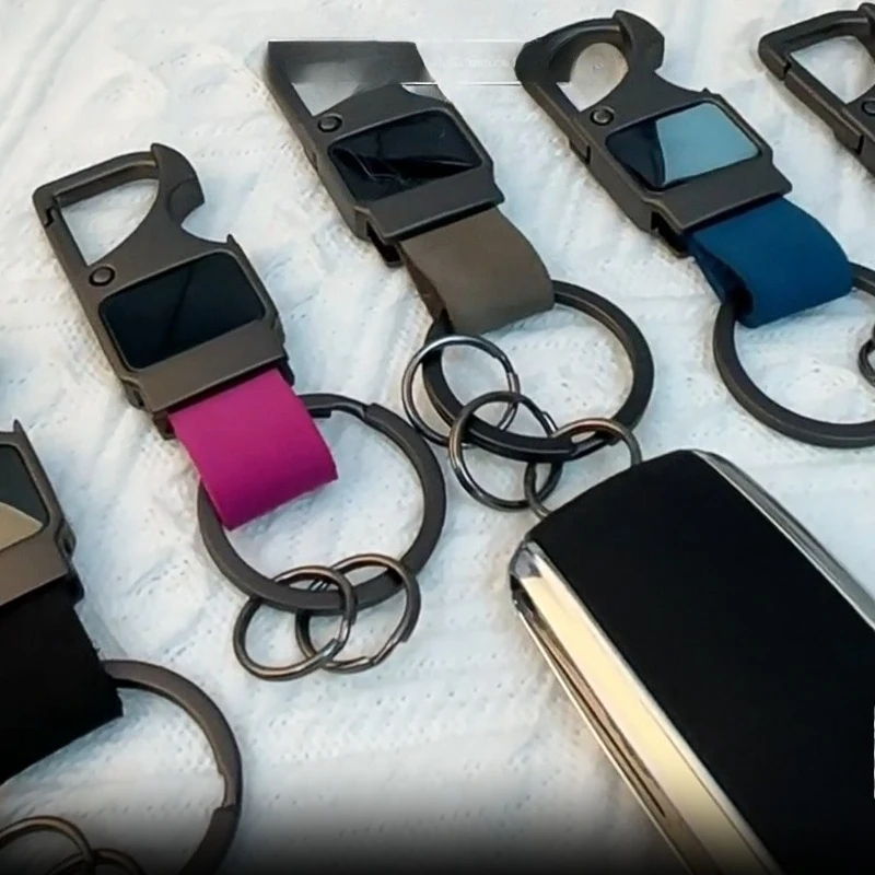 Tactical EDC Stainless Steel Carabiner Keychain with Bottle Opener, One-Hand Quick Release Heavy Duty Key Clip