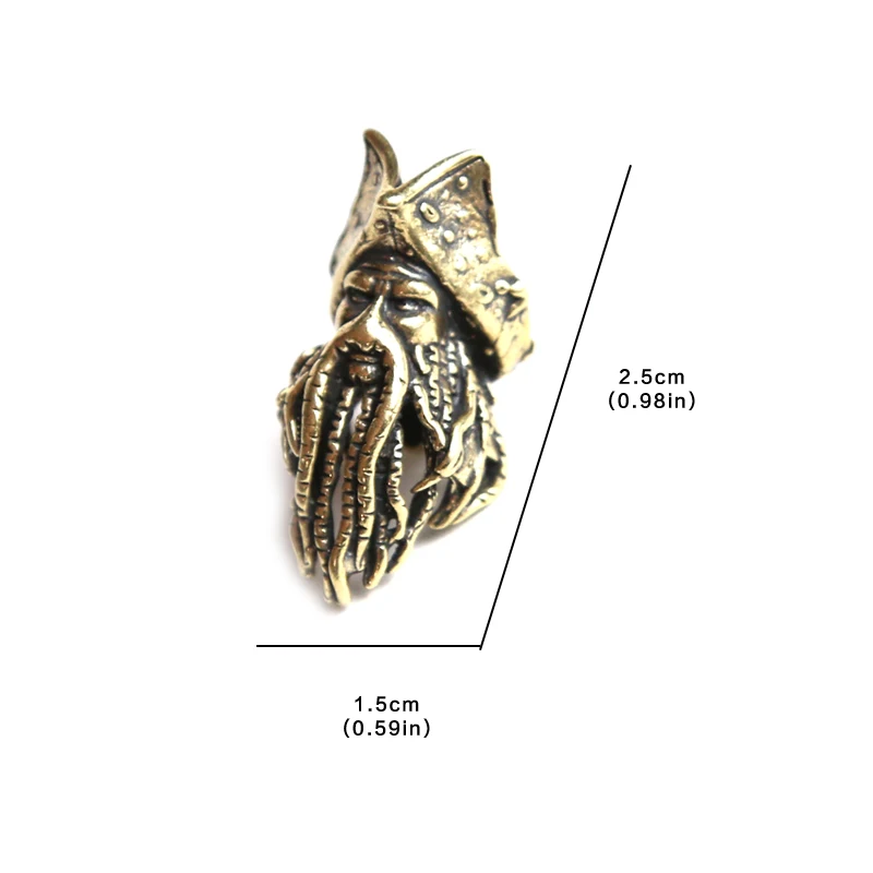 Oktopus-Gesicht Piratenkönig-Figur Messingmesser-Perle Paracord-Lanyard-Anhänger DIY Regenschirmseil EDC Outdoor-Werkzeugzubehör – Detail 6