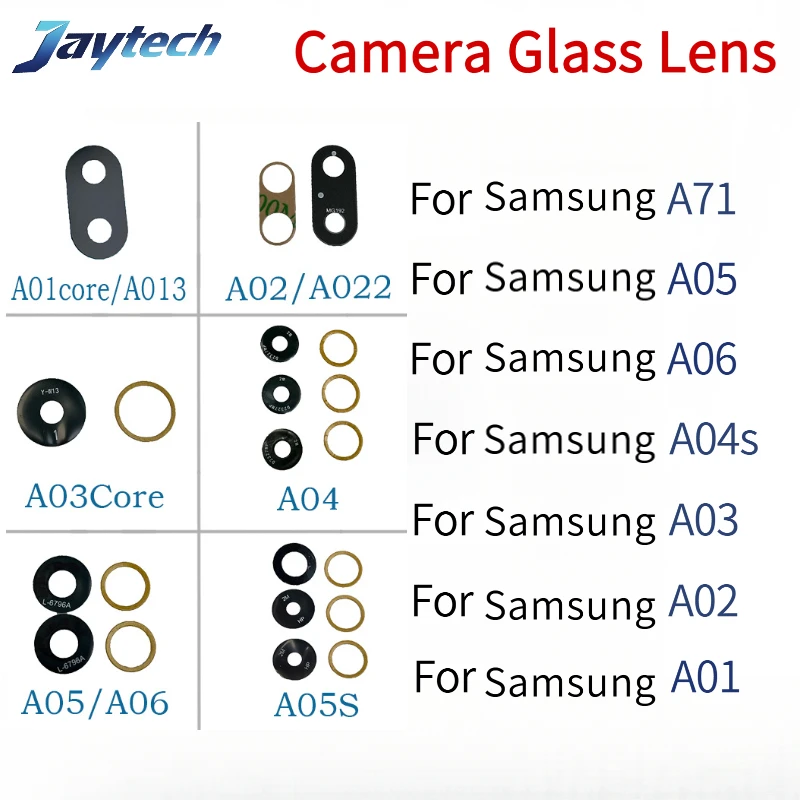 1 Uds. Lente de cristal de cámara trasera para Samsung A01 A013 A02 A03 A022 A02S A03S A04 A04S A05 A06 A71 piezas de reparación