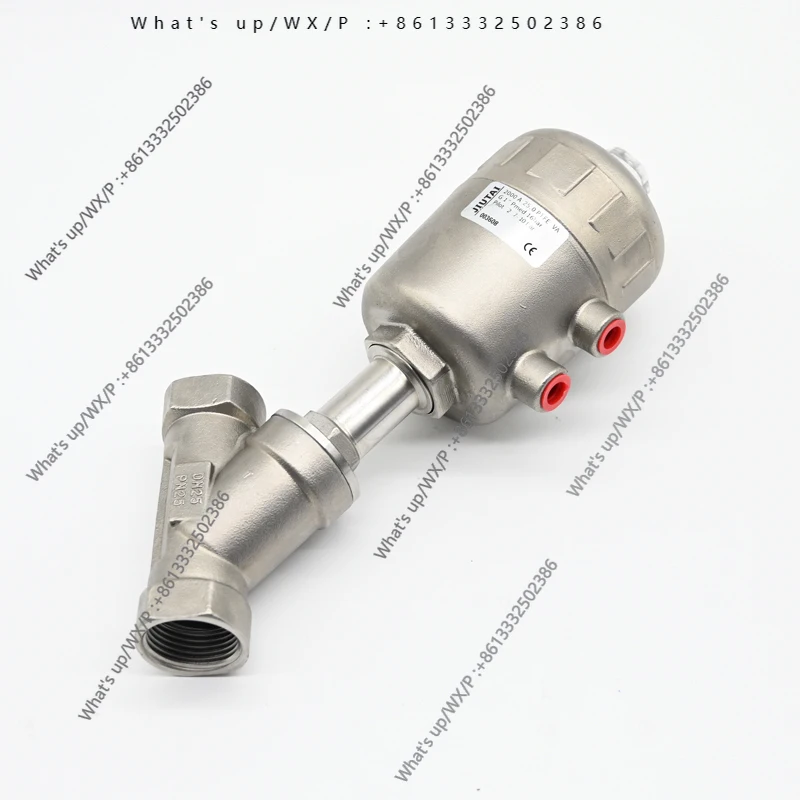 زيت هواء مائي يعمل بمكبس ثنائي الاتجاه، صمام مقعد زاوية ملولب برأس هوائي من الفولاذ المقاوم للصدأ 304