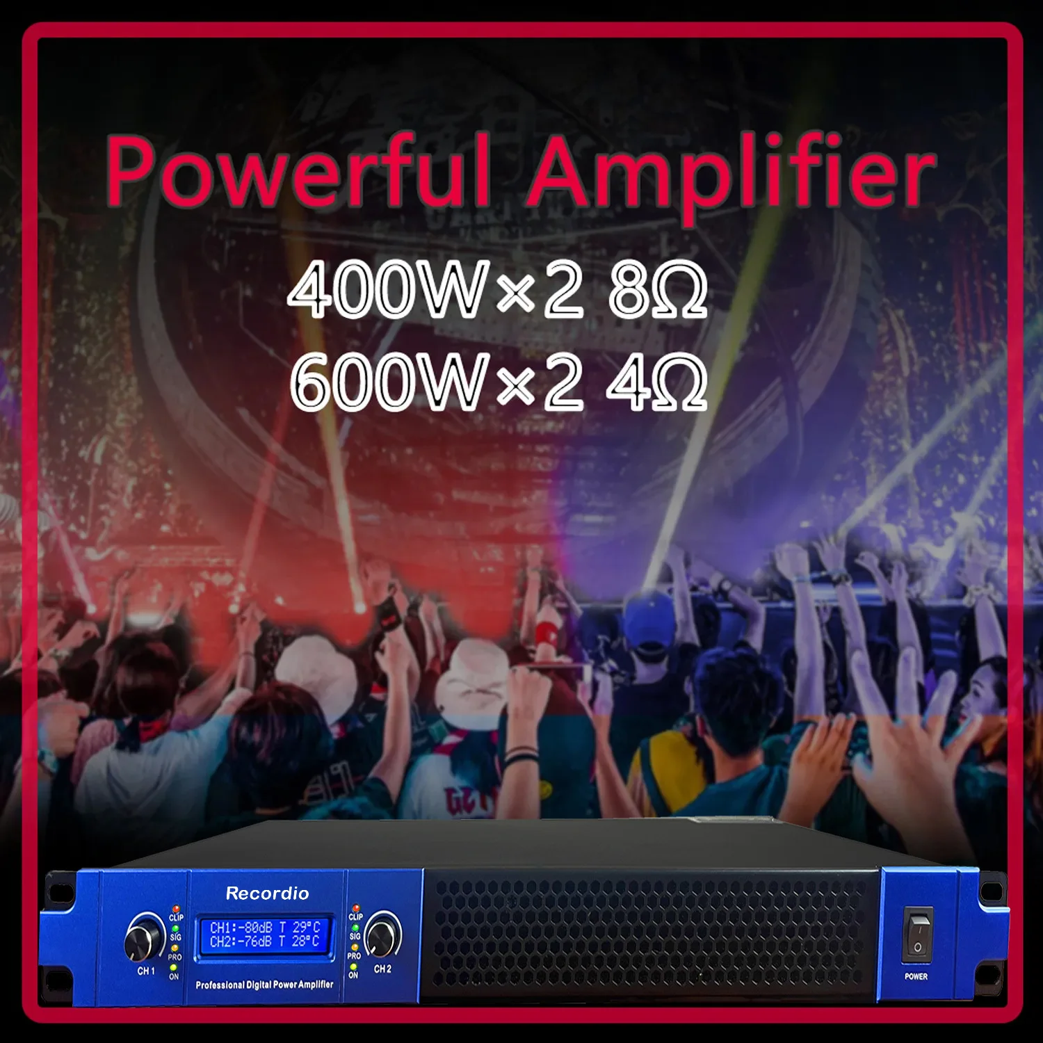 GAP-D2900 Power Amplifier Professional DJ Equipment Line Array Speaker 600W * 2 Stage Bass 1U Power Amplifier