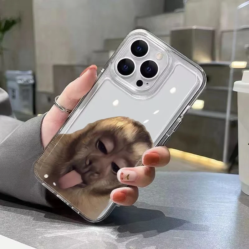 مضحك القرد نمط جراب هاتف آيفون 16 15 14 13 12 11 برو ماكس Mini X XS SE 7 8 Plus 16E للصدمات لينة غطاء شفاف #4