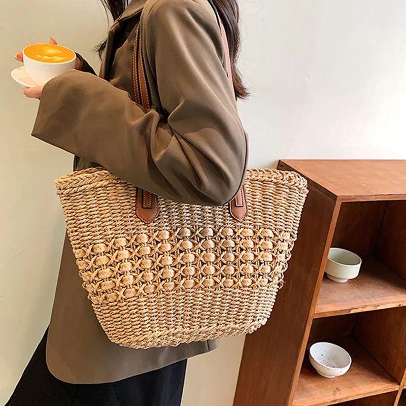 Hollow Grass Vine Woven Basket Women\'s Bag Luxury Designer Bags High Quality 2024 Tote Replicas Super Copy Brand Trend Woman Y2k