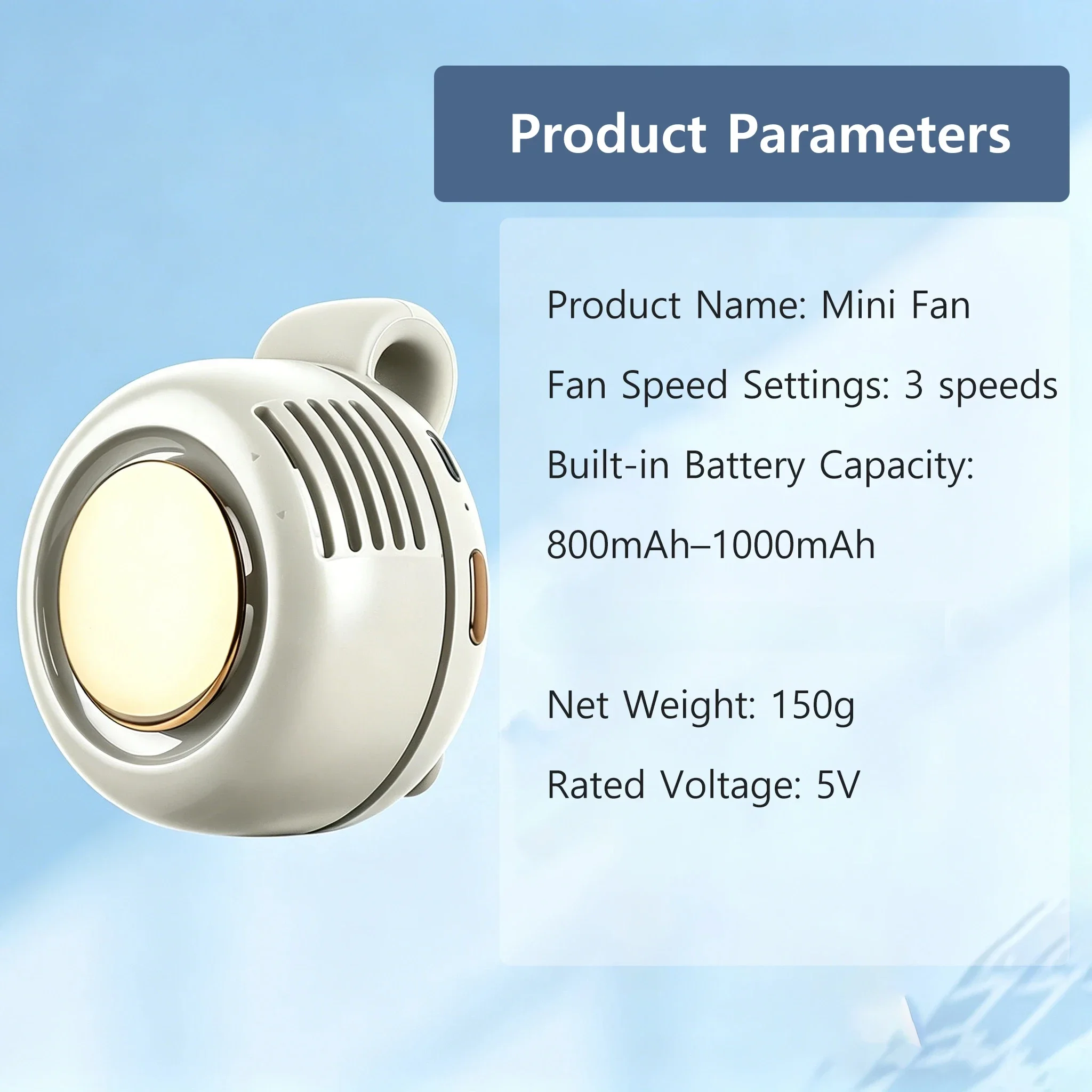 Tragbarer, geräuscharmer Mini-Ventilator ohne Rotorblätter, zum Anklemmen an Hemd oder Gürtel, einstellbar, 3 Geschwindigkeiten, hängender Wirbelwind-Ventilator – Detail 9