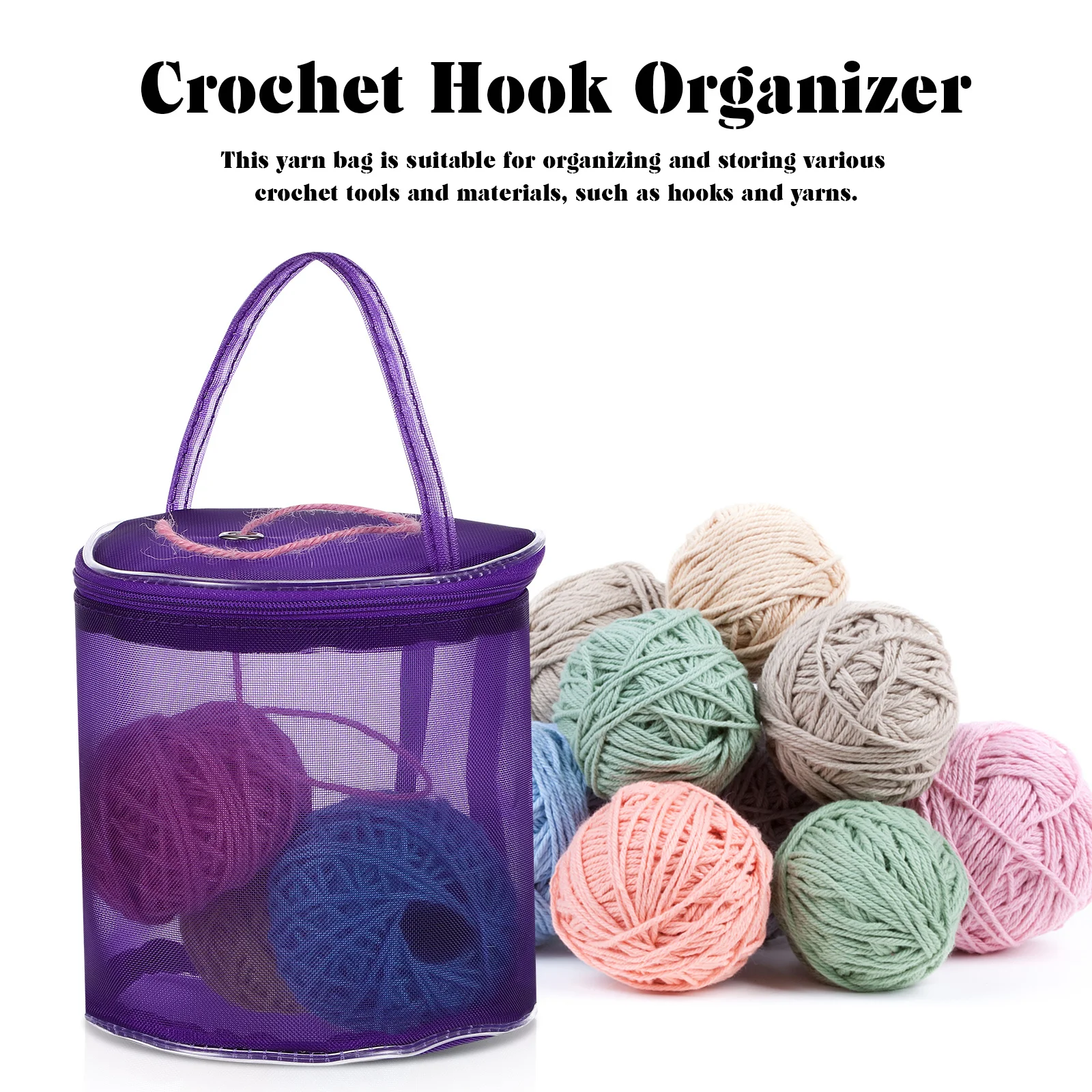 

2Pcs Crochet Yarn Bag Large Capacity Organizer Mesh Design Knitting Supplies Crochet Hook Organizer Yarn Storage Bag