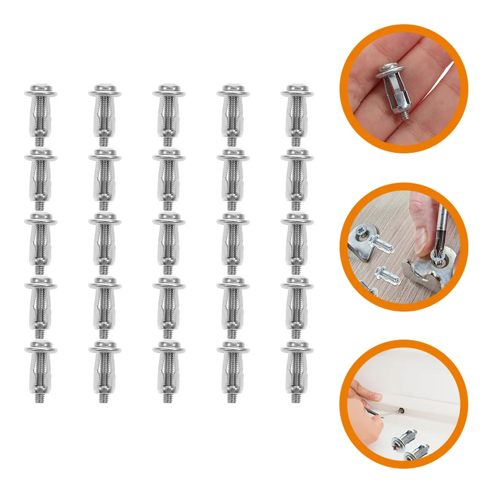 25 Pcs Nut Expansion Screw Fixed Door Anchor Petal-shaped Hollow Metal Cavity 4*20 Tube Set with Screws Spline Lug