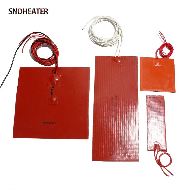 SNDHEATER Electric Silicon Heating Plate Pad 24V 48V 220V with Temperature Control Thermostat Knob 50x50mm 50x100mm for Oil Tank