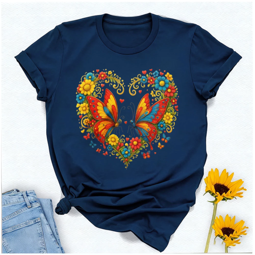 Floral Heart T-Shirt Heart Made of Flowers Design Unisex Shirt Made From Soft Cotton Gift Idea for Love and Special Moments